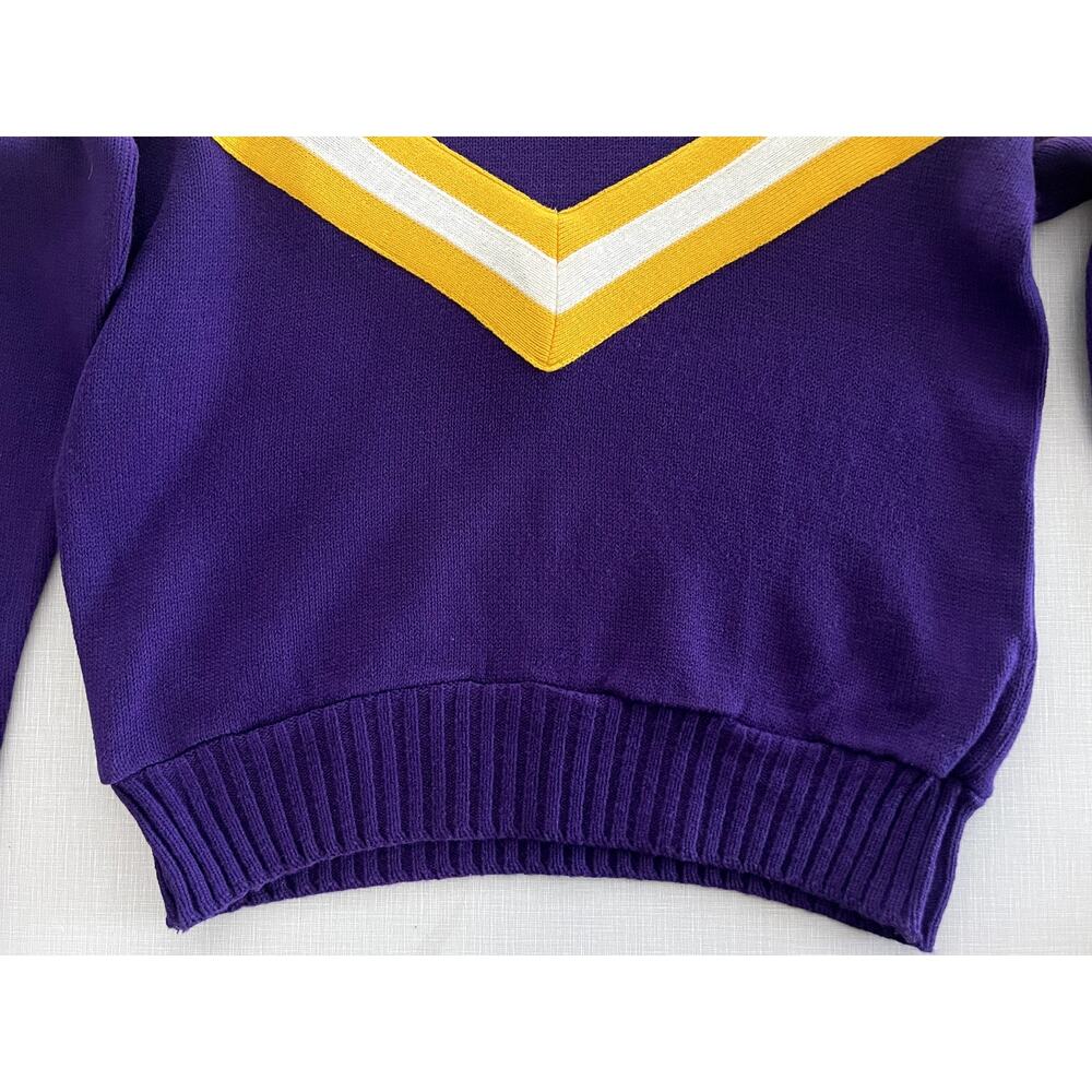 Dehan Sz L Vintage Cheerleader Sweater Purple Acrylic 80's Uniform Islanders - Picture 11 of 13
